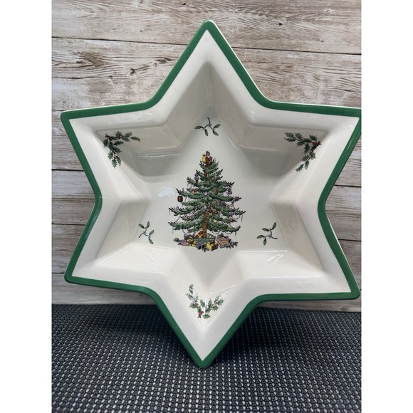 Spode Other - VTG Spode Christmas Tree 12" Star Shaped Serving Bowl Dish Made in England A1